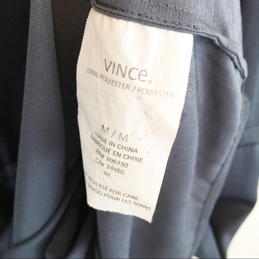 Vince | Shirred Shoulder Gray Tie Waist Dress - Picture 5 of 5